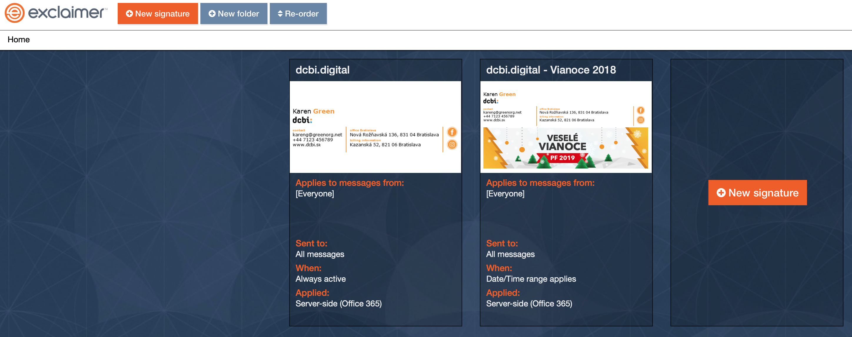 Centralizovaná správa emailových podpisov