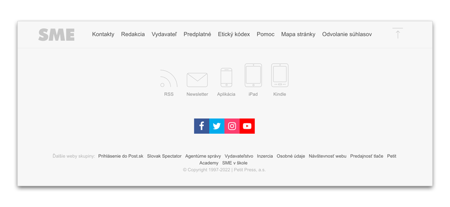 Footer, prehliadaná päta webstránky 8 sme-footer